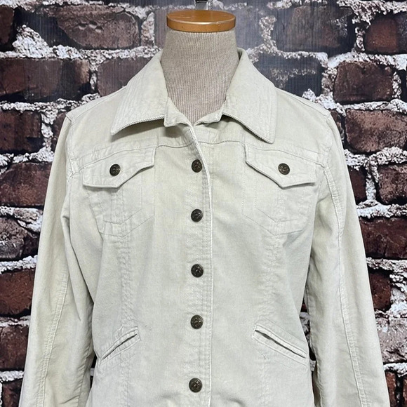 Live a Little Corduroy Jacket Buttons Flare Cream Size Large L - Picture 9 of 16